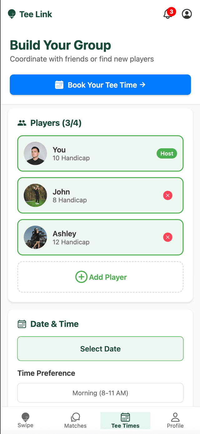 Tee Link App Screenshot